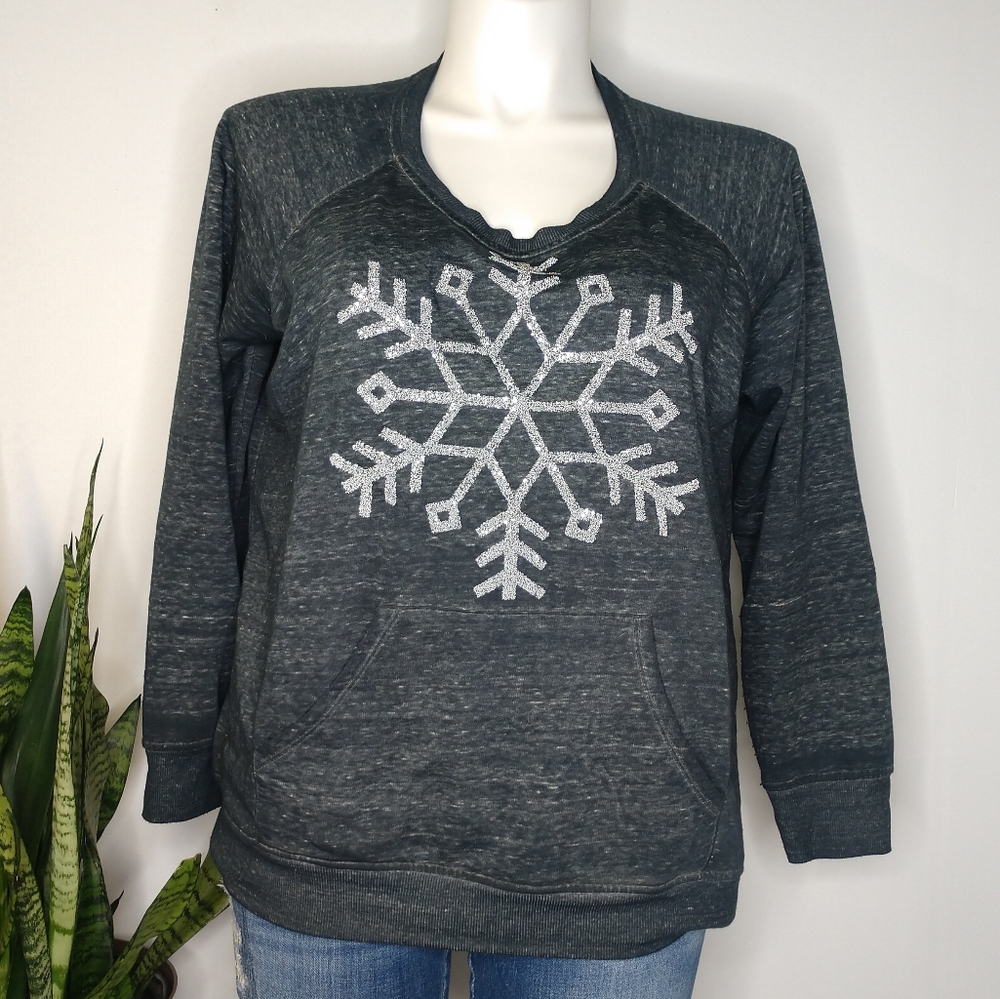 Style & Co grey & silver snowflake sweatshirt 1X